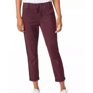 PAIGE Women's Pant Christy Utility Pull On Black Cherry Tuxedo Stripe Size 27